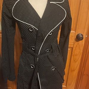 Super cute, black and white polka dot belted jacket by Maurice’s, size medium